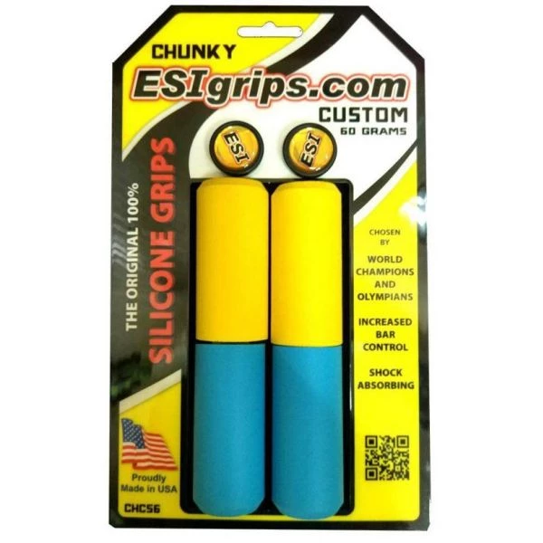 Грипсы ESI Chunky Custom (желто-голубые),FTXBK