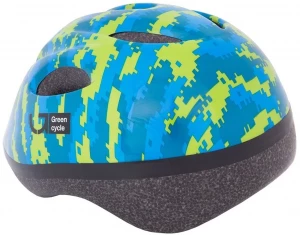 Шлем детский Green Cycle Pixel размер 50-54см синий/голубой/лайм лак, HEL-80-17