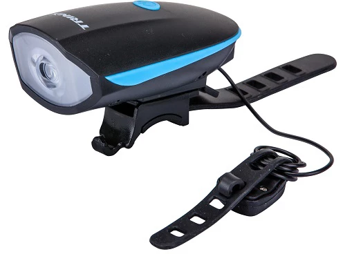 Звонок  велосипедный электронный с мигалкой-габаритом Trinx TC03, черно/синий