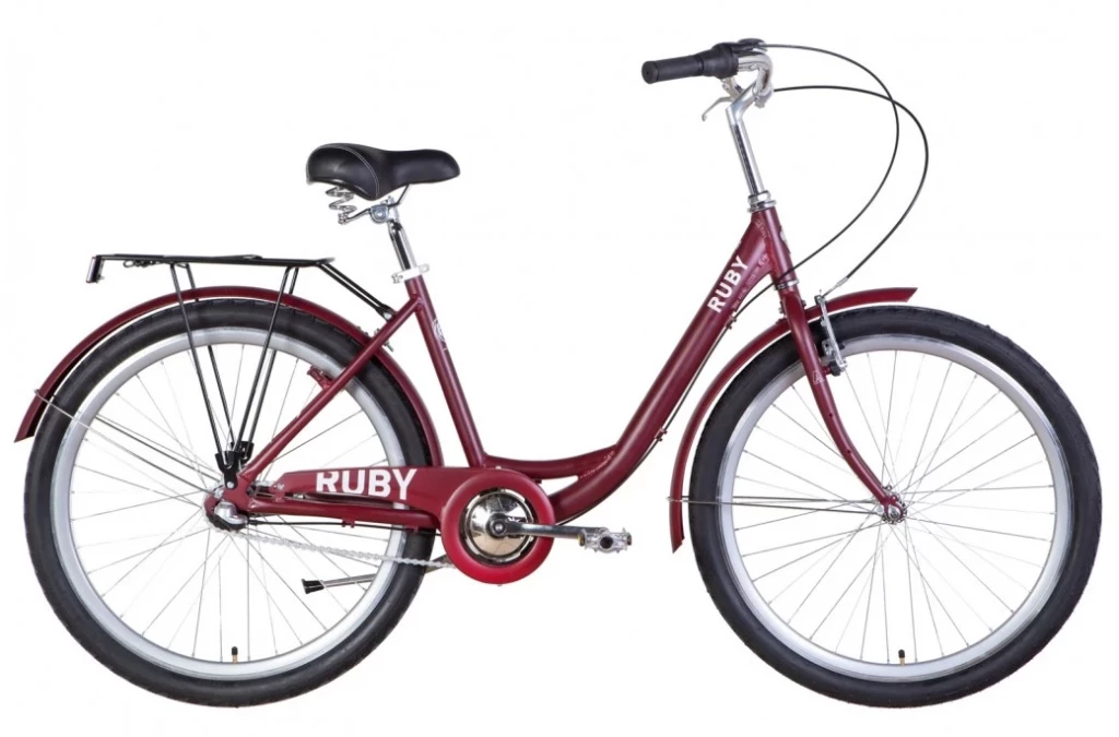 Велосипед 26" Dorozhnik RUBY планет. (2022) темно-красный (м) с багажником и крыльями, Shimano Nexus (OPS-D-26-209)