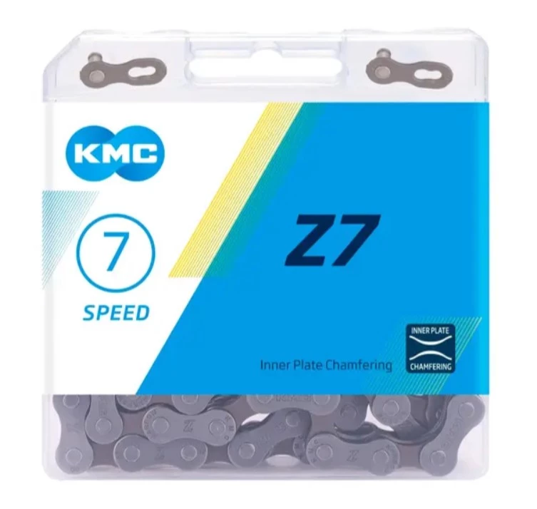 Цепь велосипедная KMC Z7 7 скоростей gray/brown x 114 звеньев, индивидуальная упаковка, Z7