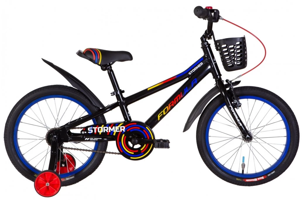 Велосипед 18" Formula STORMER (2022) чорний з червоним та жовтим, OPS-FRK-18-123