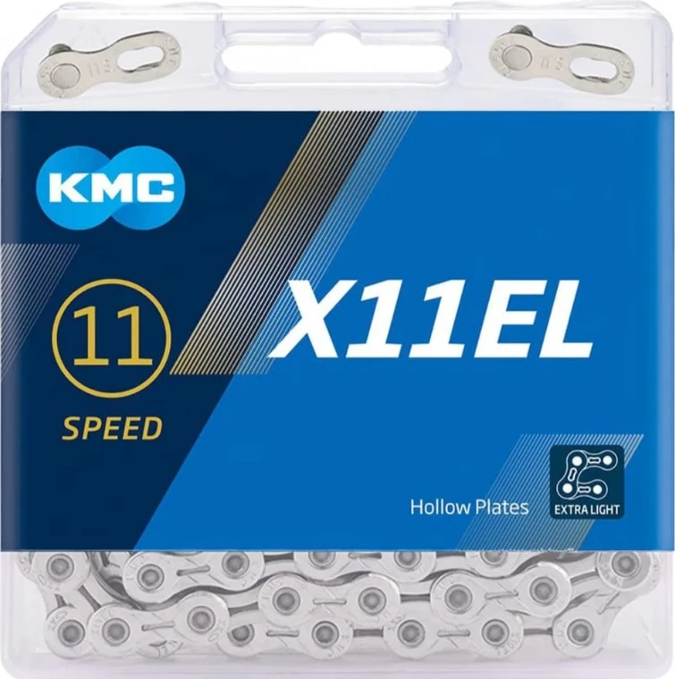 Цепь KMC X11EL 11-speed 118 links silver + замок, X11EL_S_118