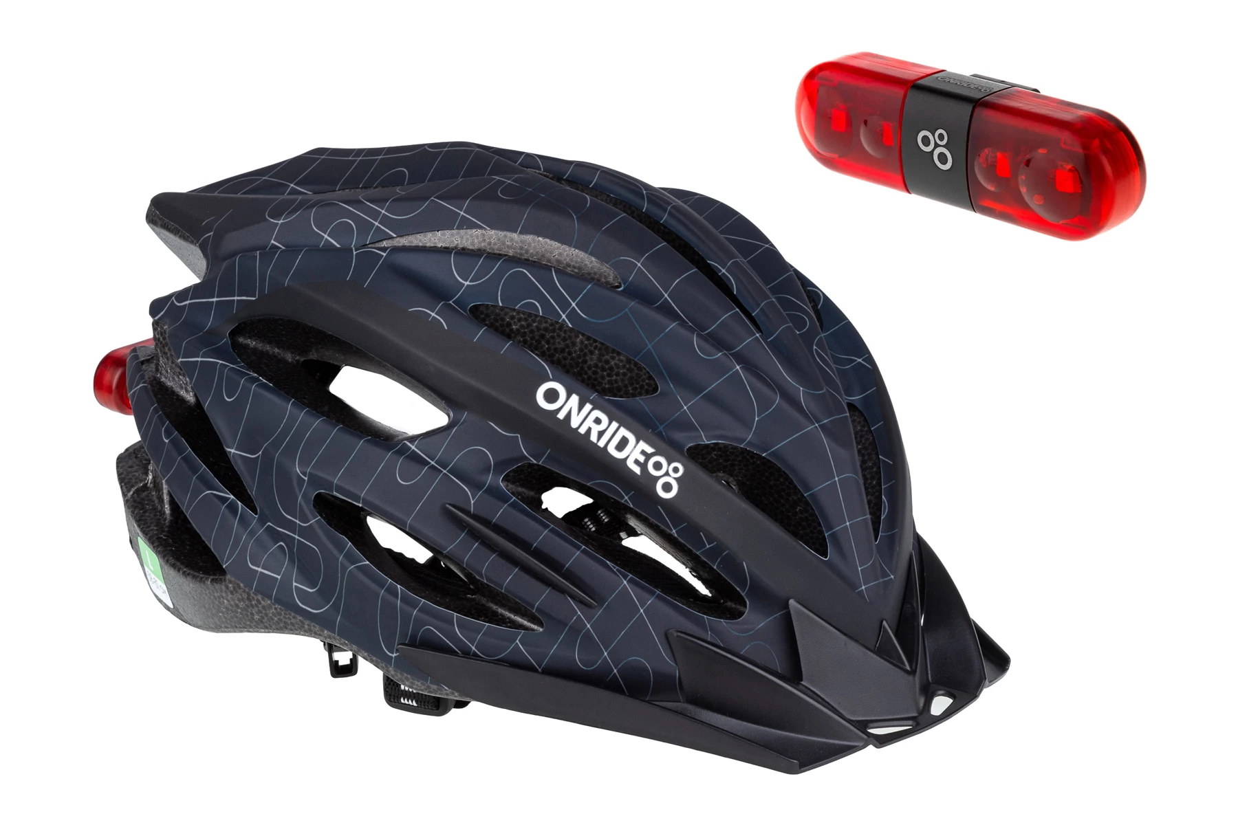 Шлем ONRIDE Grip черный M (55-58 см) + Мигалка ONRIDE Row, 6936116100869