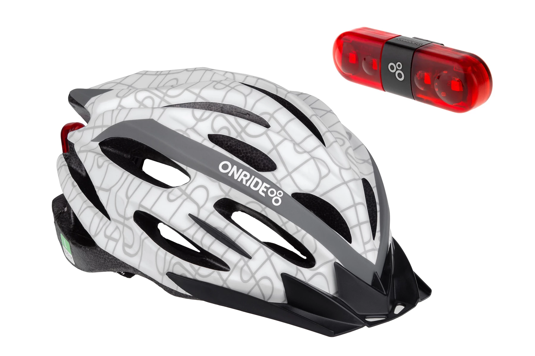 Шолом ONRIDE Grip білий M (55-58 см) + Мигалка ONRIDE Row, 6936116100867