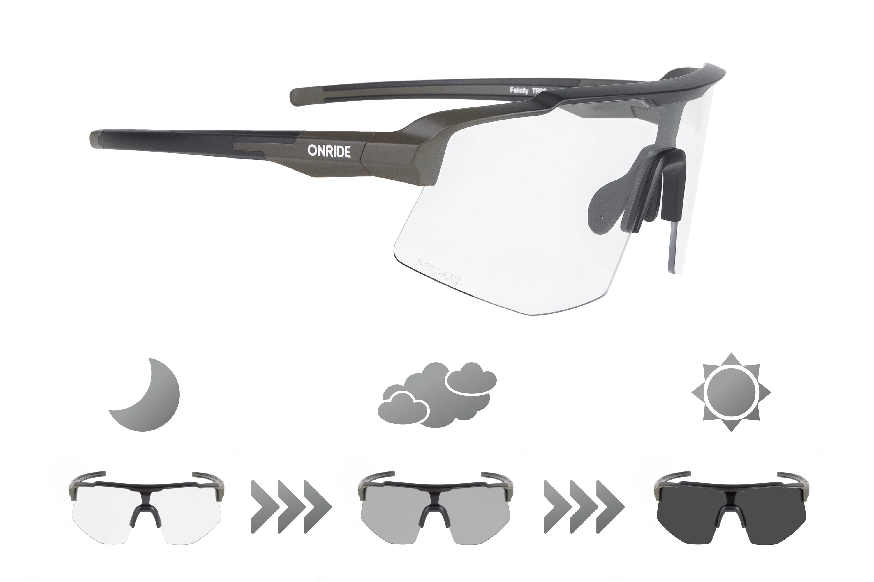 Очки ONRIDE Felicity матово коричневые с линзами Photochromic (84-25%) с Anti Scratch, 6936116101489