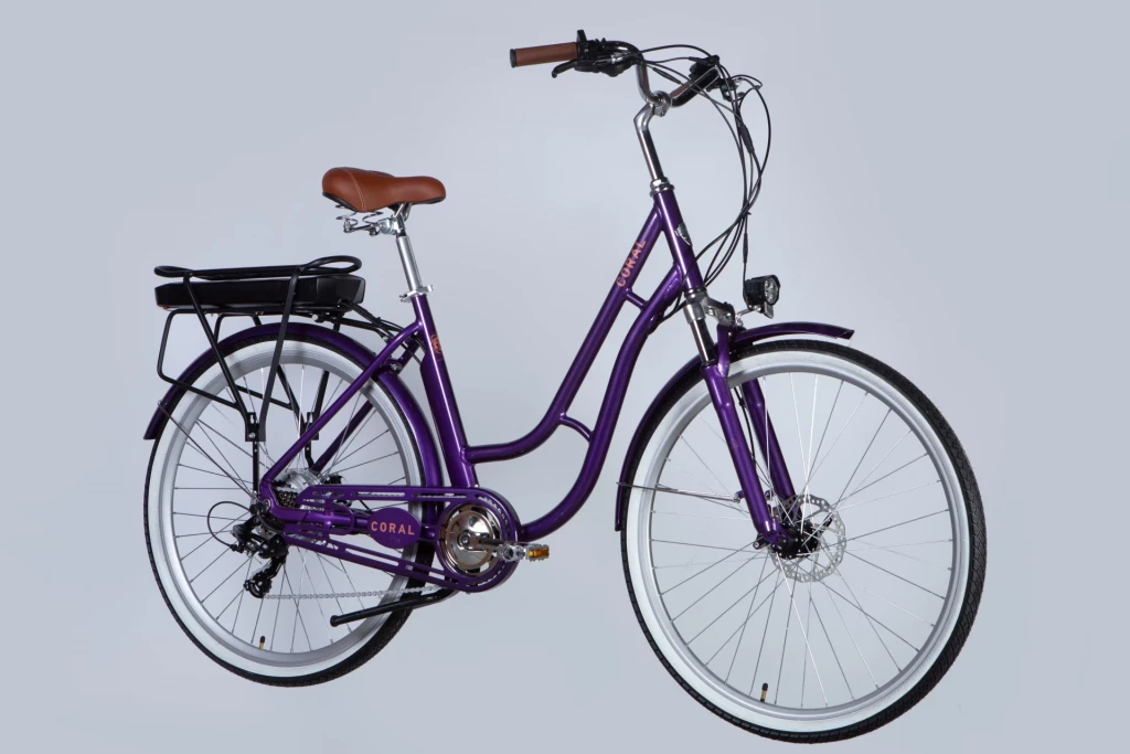 Велосипед с электроприводом 28" AL Dorozhnik eCORAL DD FR рама-19" 36B 12.5А*ч 500Вт фиолетово-синий YS 750 2025, ELB-D-28-077