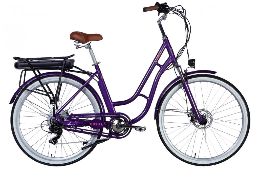 Велосипед с электроприводом 28" AL Dorozhnik eCORAL DD FR рама-19" 36B 12.5А*ч 500Вт фиолетово-синий YS 750 2025, ELB-D-28-077