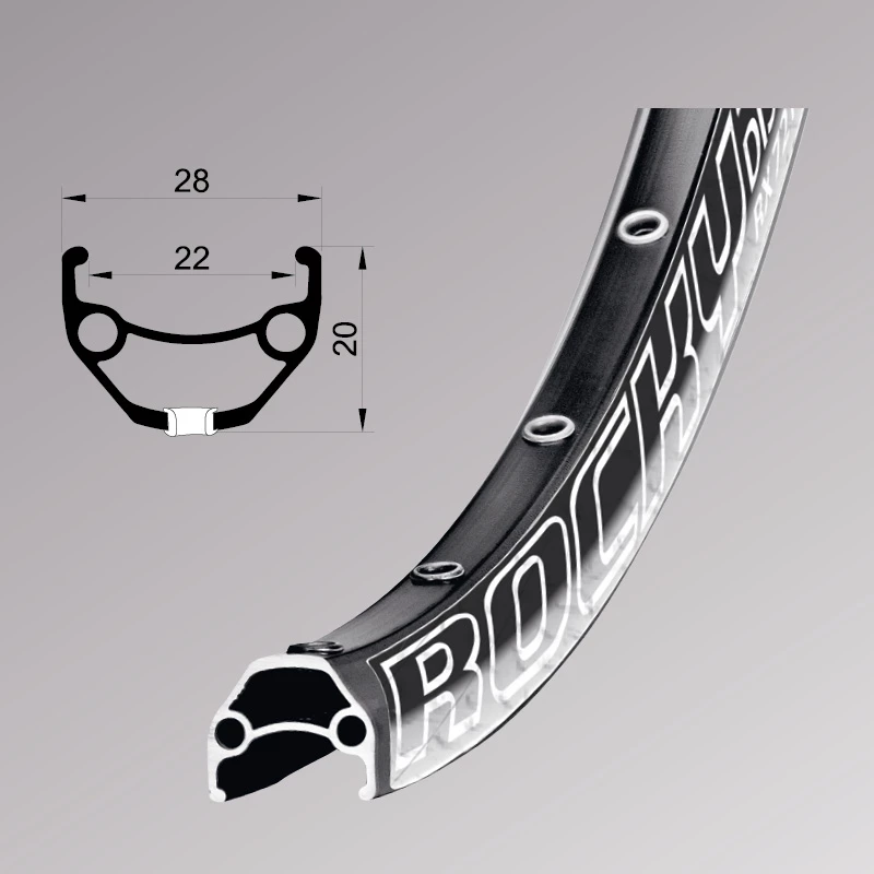 Обід Remerx ROCKY 22 RX 3022, 26'', 559x22, 32 отв., AV, пістонований, чорний анодований, E-Bike, 55930302012001000001